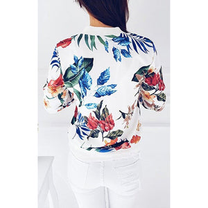 Floral Printed Bomber Style Jacket Top