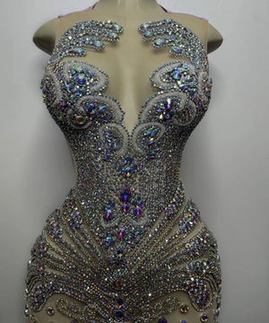 Luxury Crystal Sparkly Mesh Celebration Birthday Dress