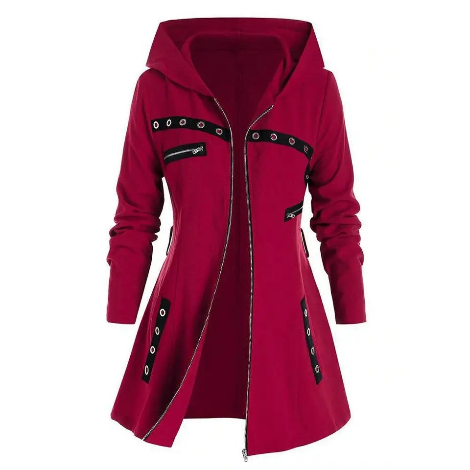 Long Hooded stylish Coat with belt coat (Plus Sizes Available)