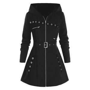 Long Hooded stylish Coat with belt coat (Plus Sizes Available)