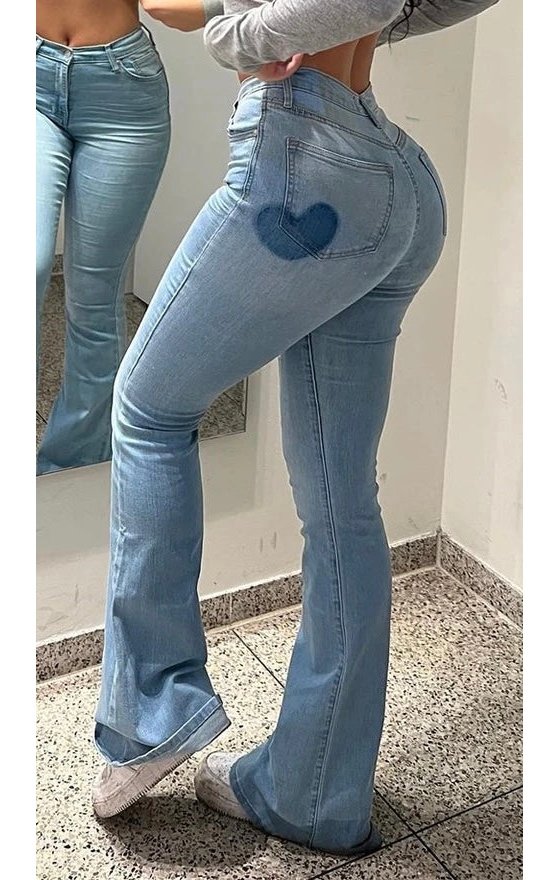 Sexy Heart Print Jeans