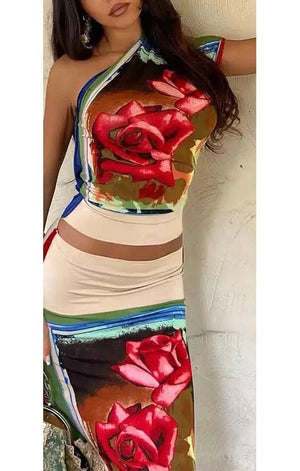 Floral  Print Top & Skirt Set