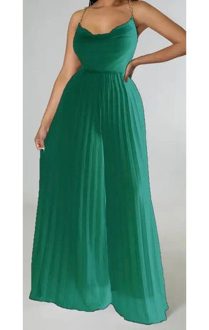 Pleated Wide Leg Jumpsuit ( Many Colors)