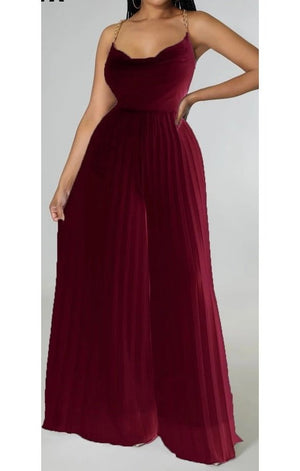 Pleated Wide Leg Jumpsuit ( Many Colors)