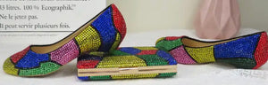 (2 Styles) Matching Clutch Multicolored  purse bag Set Bling Stones