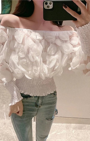 Puff Floral off the shoulder top (Many Colors)