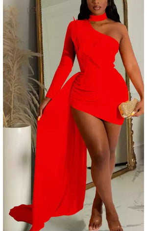 Sexy one shoulder feather detail dress (Many Colors)
