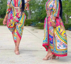 Print Kimono Gown Dress Long Maxi (Many Colors)