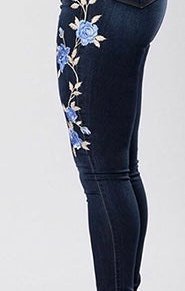 Blue Floral  Distressed jeans