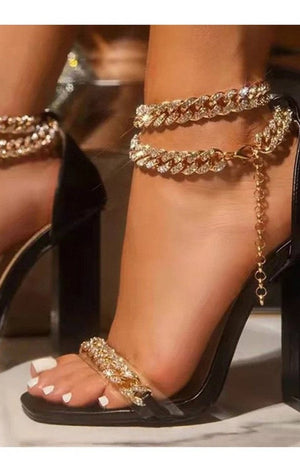 Sandals Crystal Chain High Heels (4 Colors)