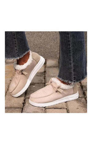 Warm new stylish plush solid color flat boots