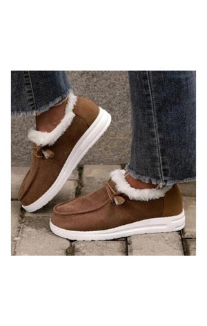 Warm new stylish plush solid color flat boots