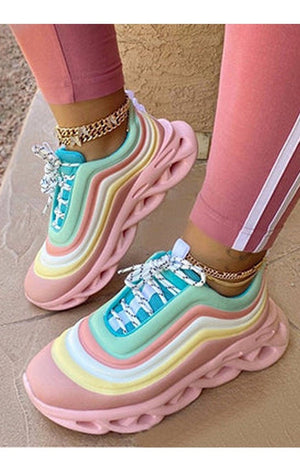 Multicolored cushion sole sneakers