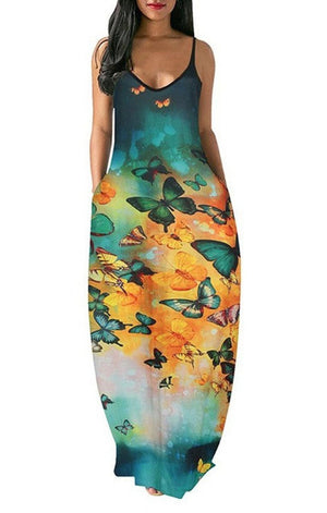 Butterfly Print Maxi Dresses (3 Colors)