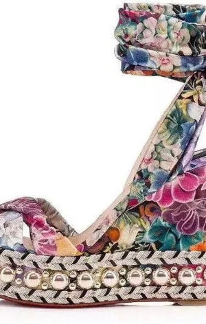 Floral Platform Wedges Shoes Sandals
