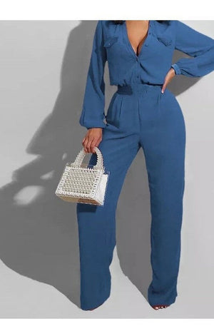 Long Sleeve Button-down Jumpsuits (Many Colors)