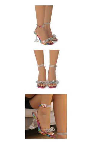 Women’s Bling Bowtie Clear heels Sandals (3 Colors)