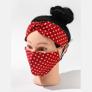 Face Mask and Headband Set Red