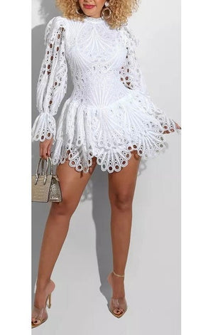 Lace Sexy Full Flare Sleeve Dress (4 Colors)