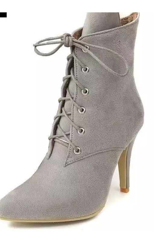 Lace up Pointed Toe  Booties (3 Colors)