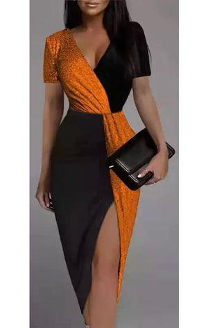 Sequin Split Thigh Velvet Party Dress