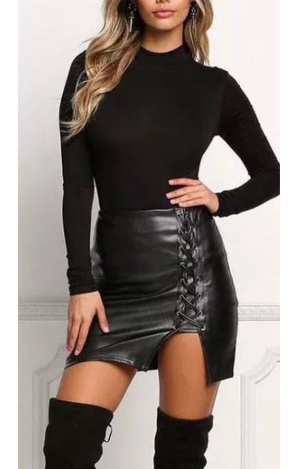 PU Leather Women B Pencil Skirts Black Lace Up  Bottoms  (Many Colors) (Many Sizes) Plus Sizes Available