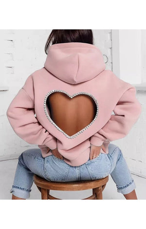 Bling Heart Cut Out stylish casual jacket Coat Hoody (Many Colors)