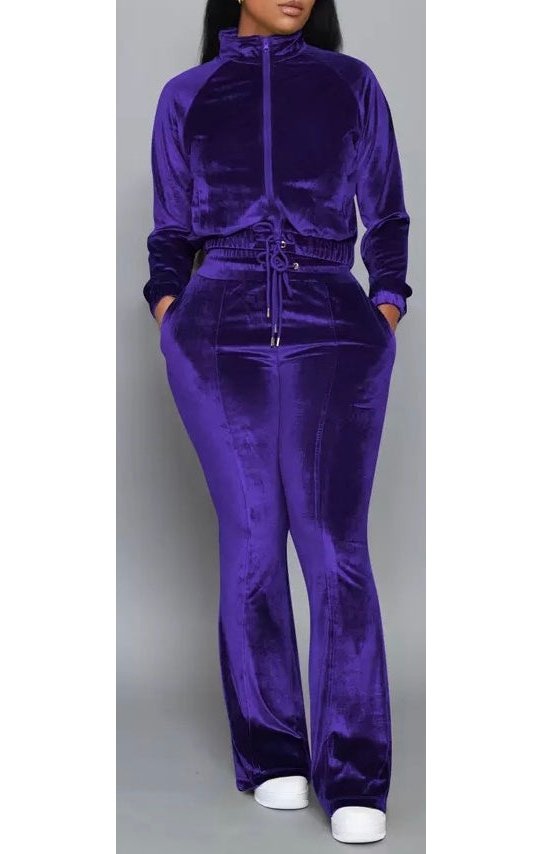 Velvet Track zipper casual two-piece Set  (MANY COLORS)