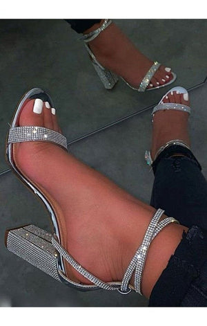 Rhinestone Decoration High-heeled Sandals