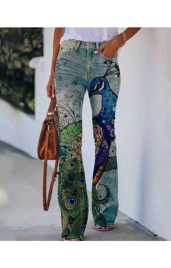 Women Flowers 3D Print Faux Jeans (Many Colors)(Many Sizes) Plus Sizes Available
