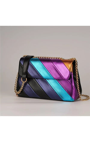 Color Block Metallic  Beautiful Handbag  shoulder bag (4 Colors)