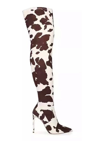 Print Thigh High Heels Over The Knee Boots (2 Colors)