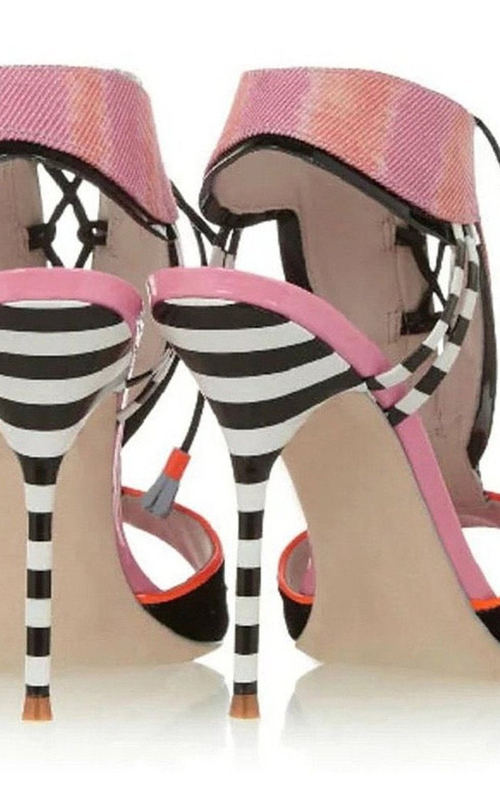 Pink Lace up patchwork Sandals Heels