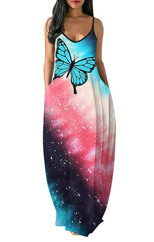 Butterfly Print Maxi Dresses (3 Colors)