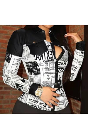Print Long Sleeve Buttoned Top (Many Colors)