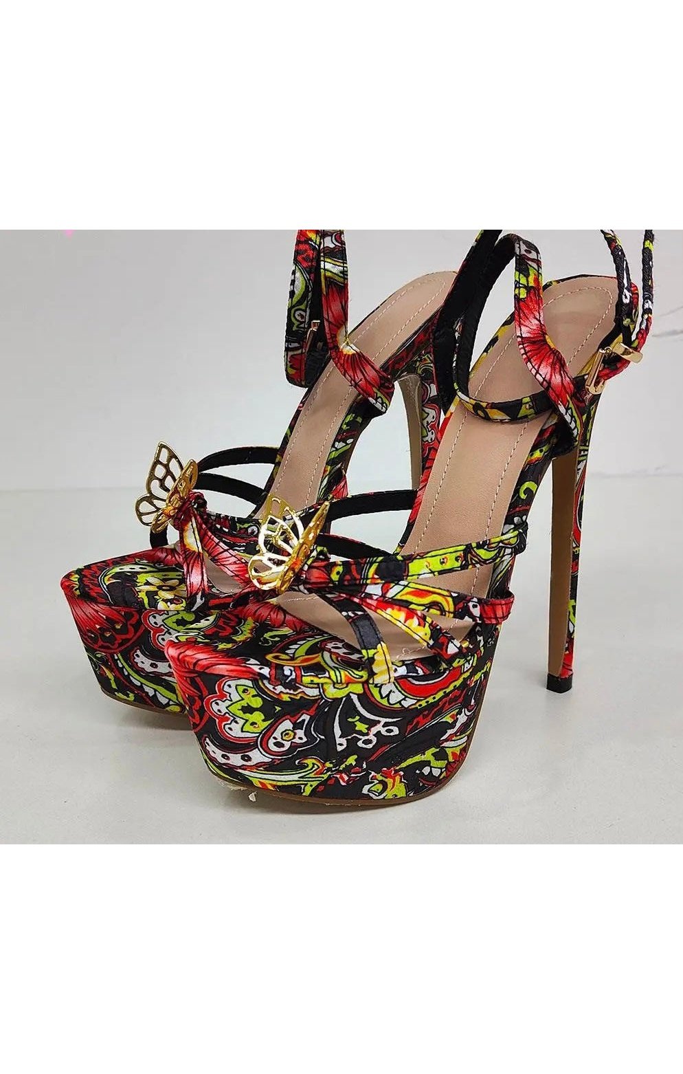 Floral Sexy Luxury High Heel Shoes Woman sandals