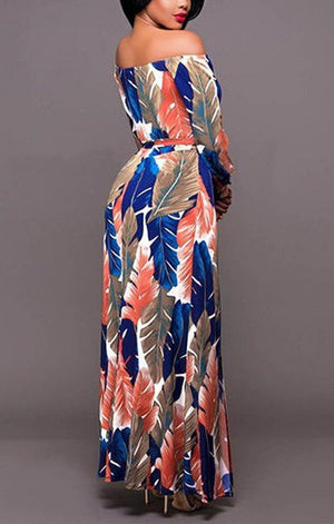 Strapless Romper Dress - Multicolor Foliage Printed / Dress Short Combo