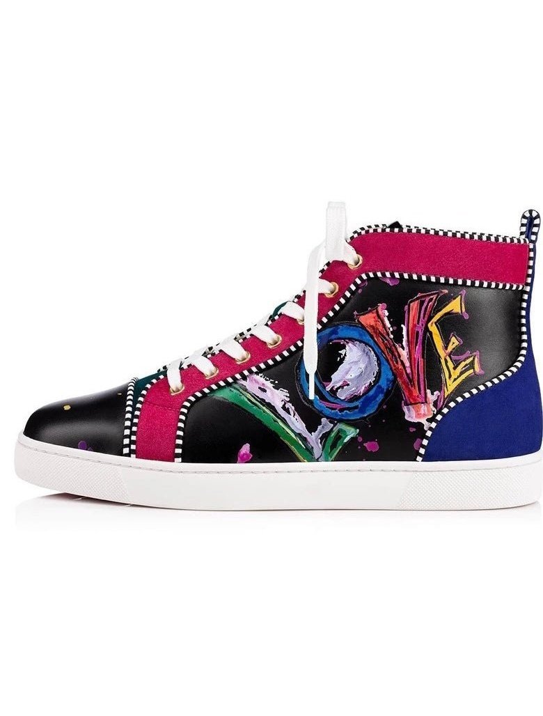 Unisex Casual Sneakers High Top Lace-up Graffiti Designer  ( 2 Colors)