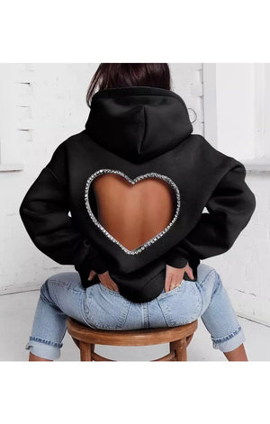 Bling Heart Cut Out stylish casual jacket Coat Hoody (Many Colors)