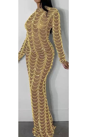 Crystal Rhinestone Maxi Dress (2 Colors)