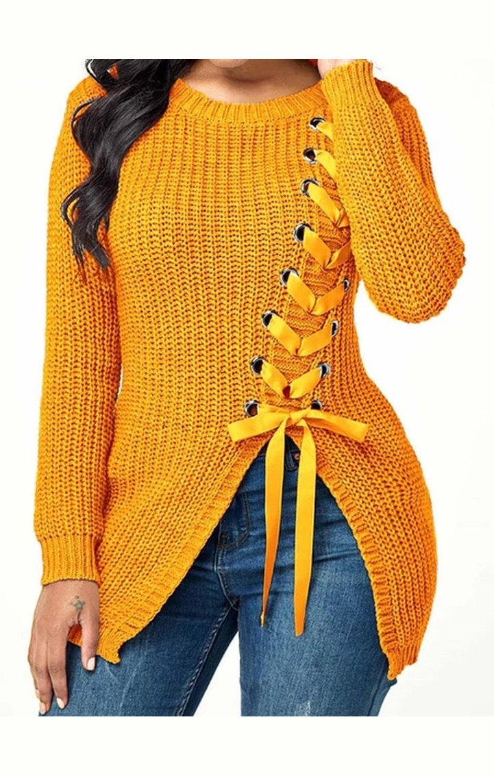 Sweater Lace up Sexy Knit Top (Many Colors)