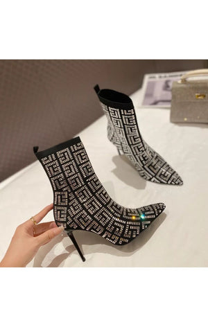 Rhinestone sock Boots heels (2 Colors)