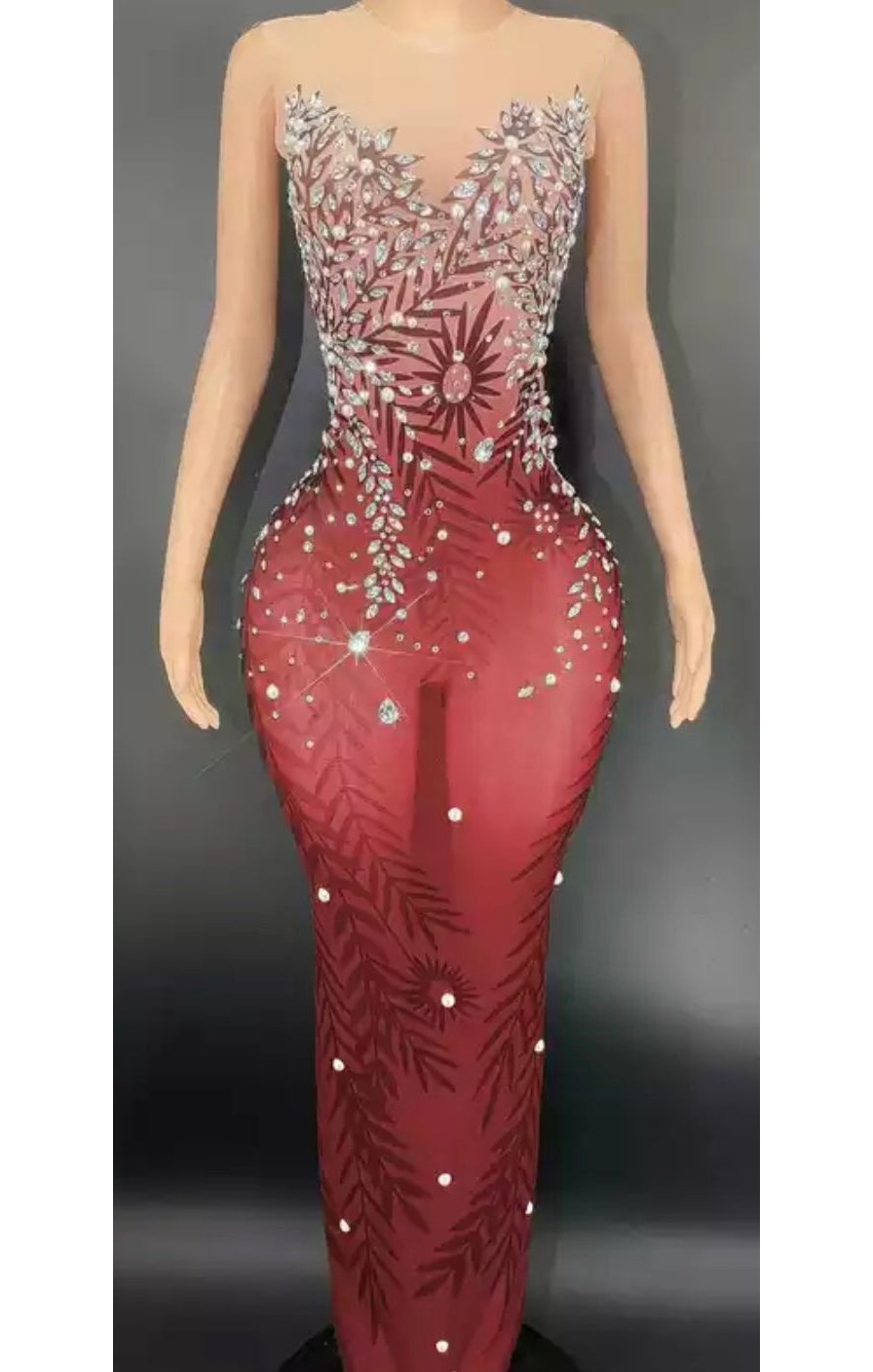 Sequin Transparent Long Beads Party Dress Plus Sizes Available (Many Sizes)  (Many Colors)
