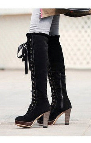 Lace Front Boots - 4" Platform Heels and Elevated Footbeds ( 2 COLORS)
