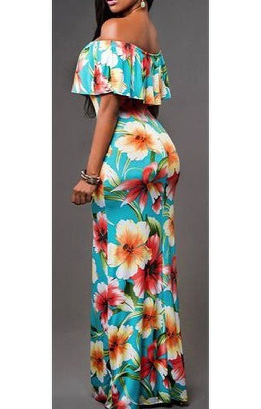 Women's Maxi Dress - Off the Shoulder / Floral Print (S-3XL)