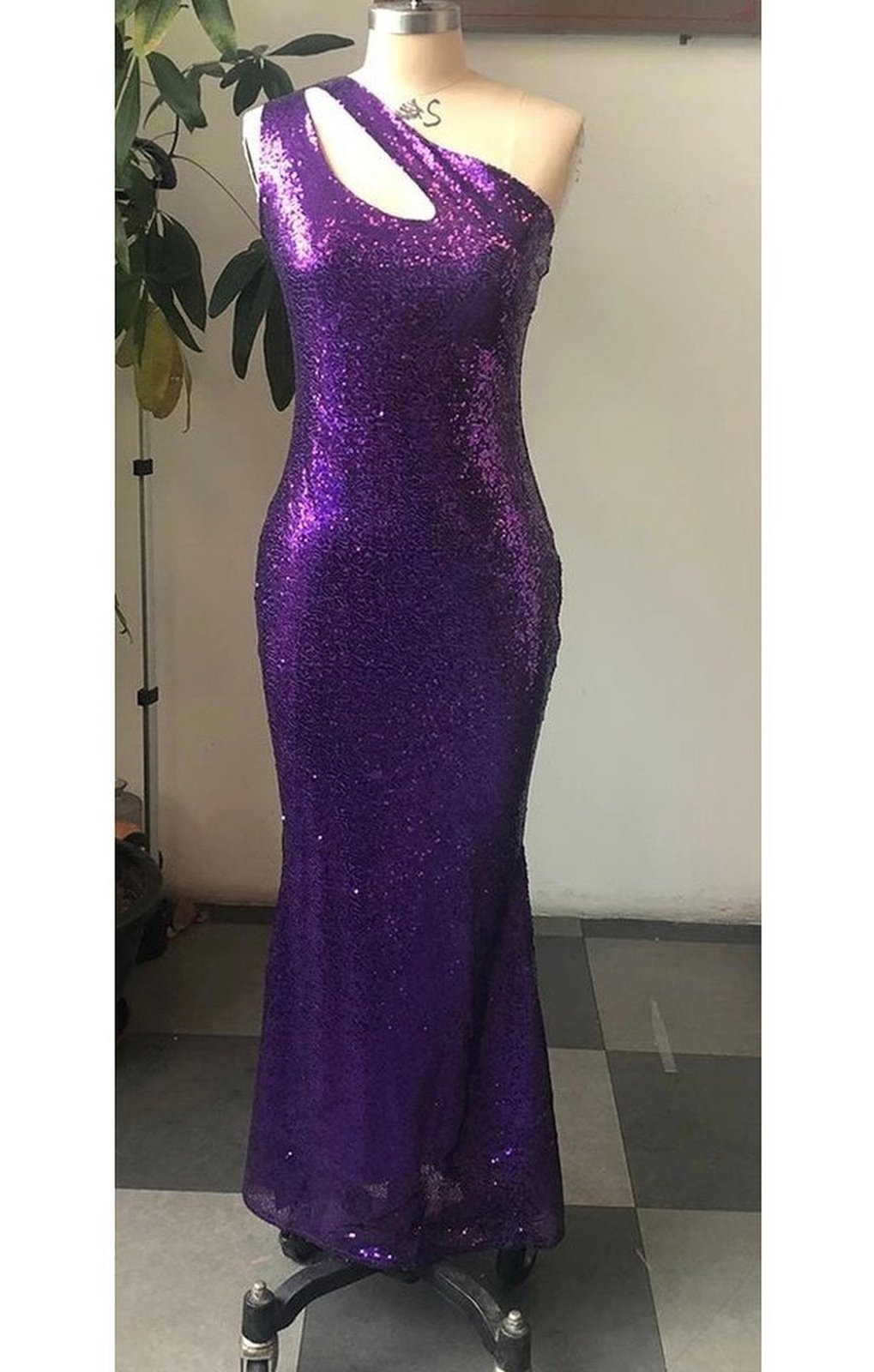 Purple Sequin Long Maxi Dress