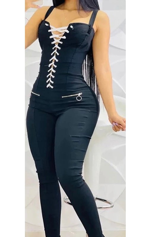 Lace up sexy jumpsuit