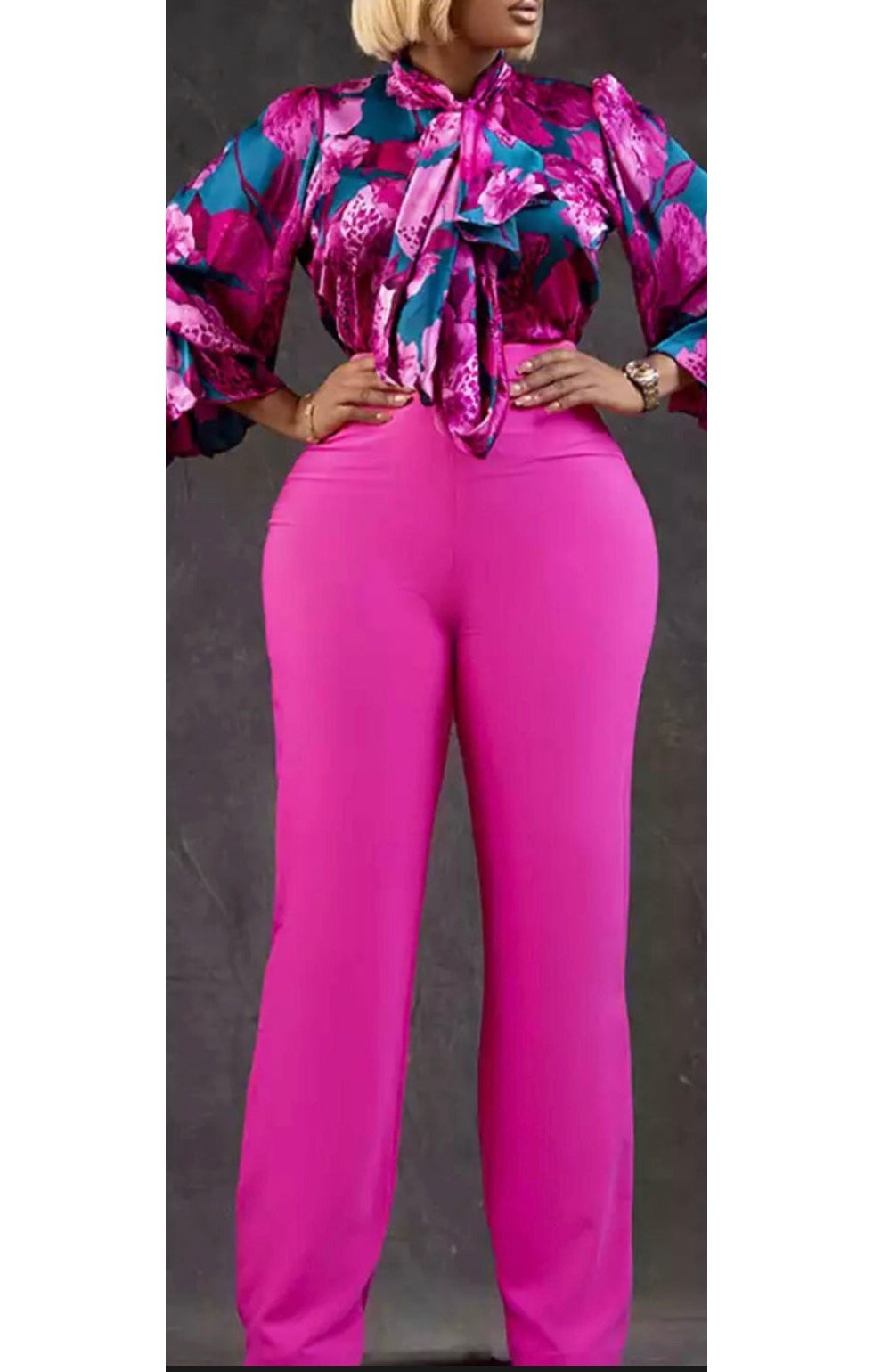 (3 Colors ) Two piece Print pants set Long Sleeve (Many Sizes) Plus Sizes Available