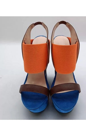 Multicolored Open Toe Platform Wedges Shoe Sandals