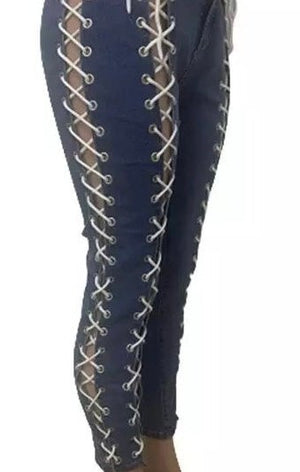 Lace Up Skinny Jeans